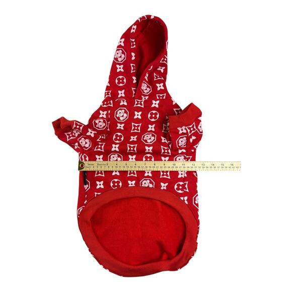 FRESH PAWZ Monogram Hype Red Dog Hoodie Size 2XL - Picture 4 of 9